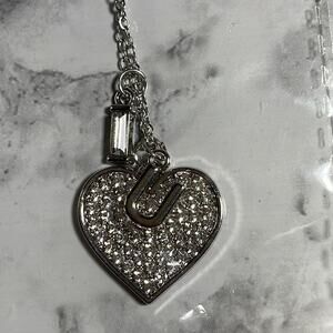 Paparazzi Necklace and Rhinestone Earrings Set Charms Spell Out “I Heart U” NWT